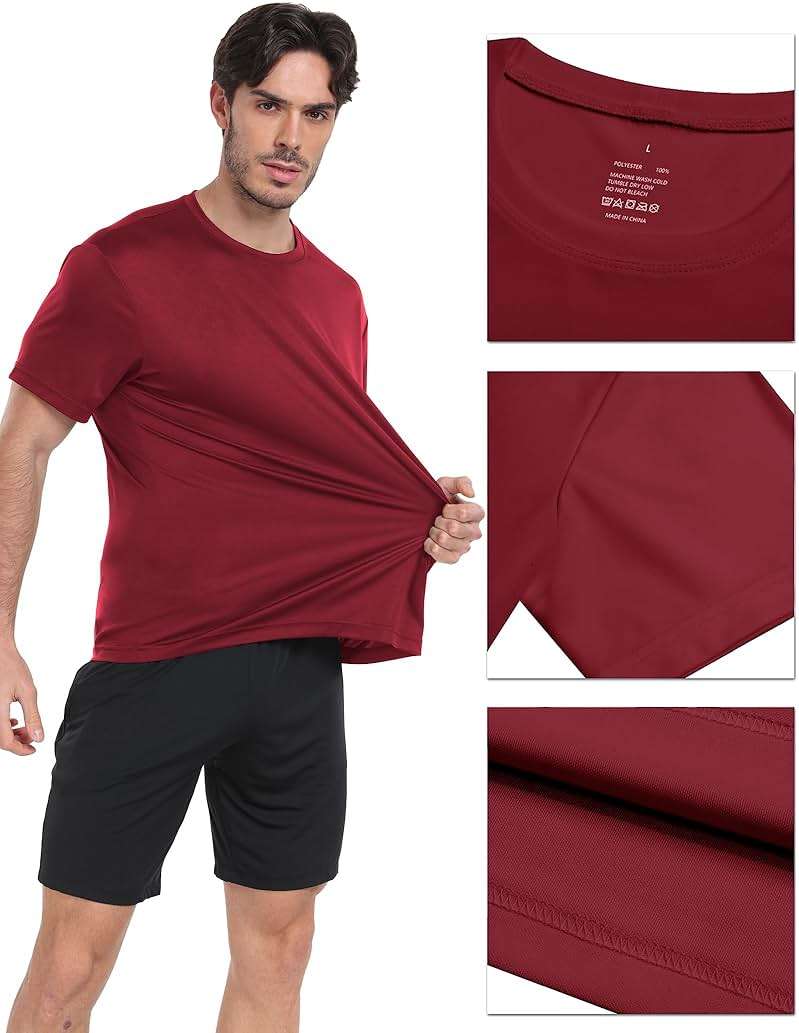 HovSiyla 1/5 Pack Workout Shirts for Men Athletic Running Gym Quick Dry Short Sleeve Performance Moisture Wicking T Shirt - Image 3