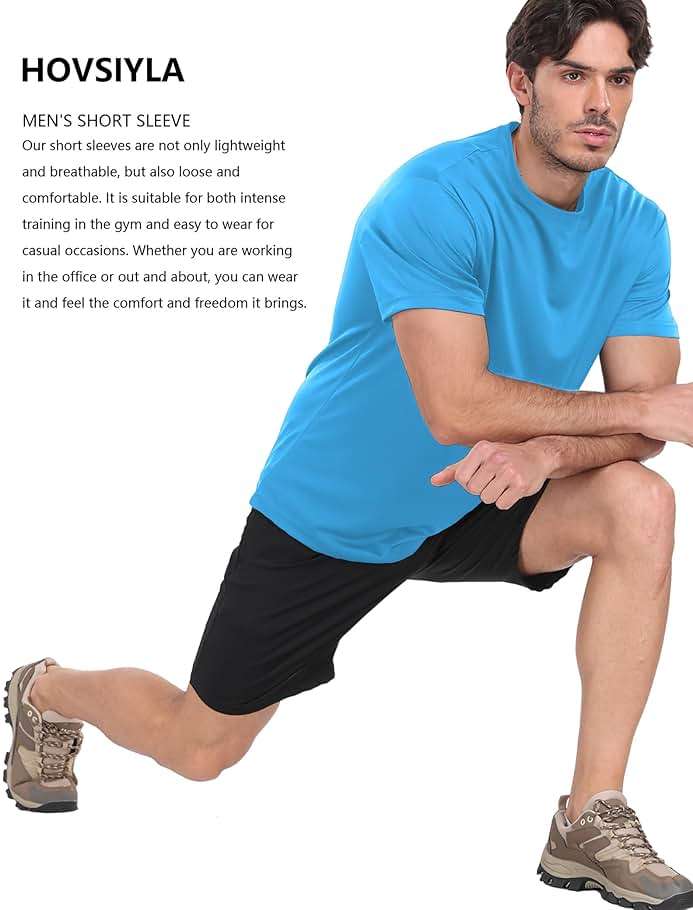 HovSiyla 1/5 Pack Workout Shirts for Men Athletic Running Gym Quick Dry Short Sleeve Performance Moisture Wicking T Shirt - Image 4