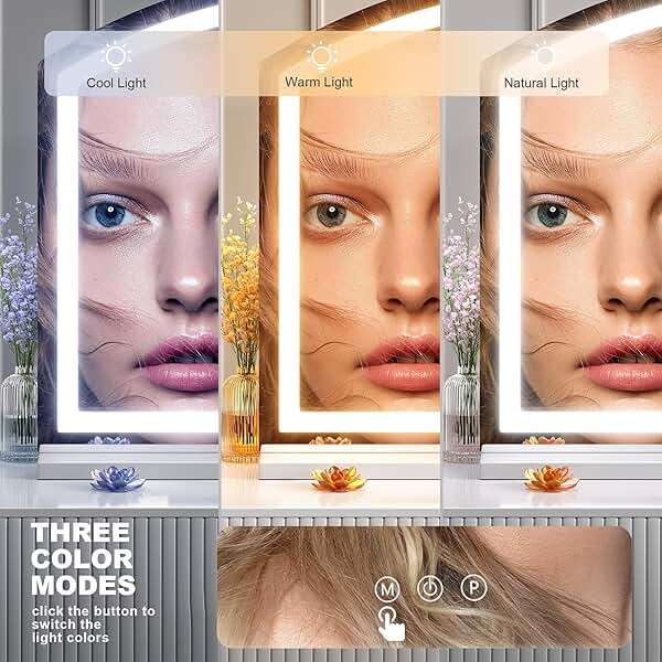 Hasipu Arch Vanity Mirror with Light, Arched Led Makeup Mirror with 10X Magnification, Tabletop Desk Mirror with USB Charging Port, Dimmable 3 Colors Mode, 32" x 24" Inch - Image 3