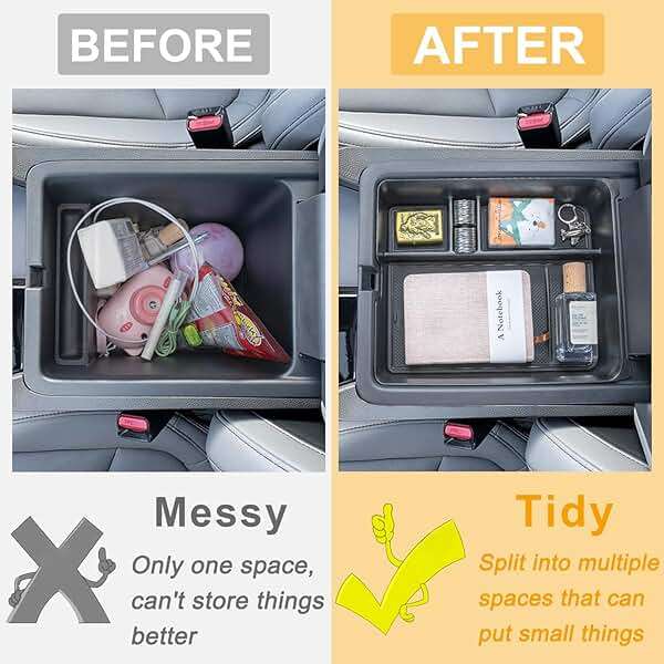PIMCAR 2-Piece Center Console Organizer & Armrest Divider Set for 2023-2026 Honda Pilot, 2024-2026 Honda Passport/Ridgeline, Custom Fit Durable ABS Plastic Storage Tray - Image 4