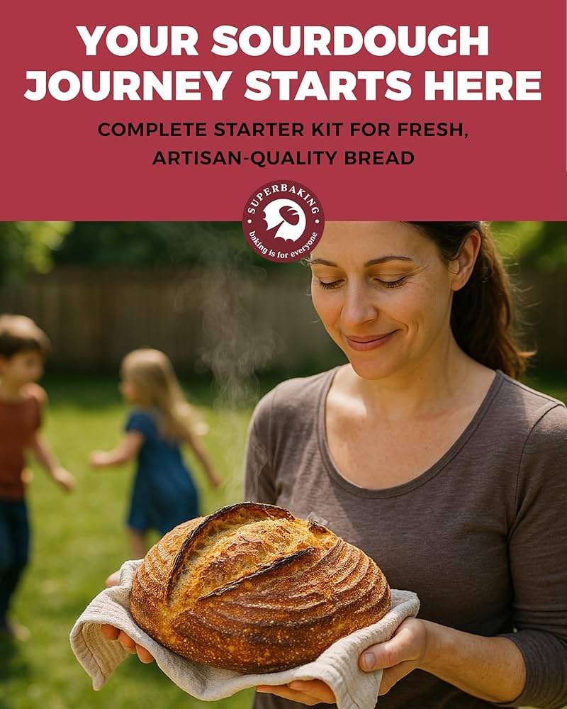 Superbaking Sourdough Starter Jar, Beginner Sourdough Starter Kit, 34oz Wide Mouth Sour Dough Glass Jar with Guides & Recipes, Sourdough Bread Baking Supplies, Sourdough Container Crock - Image 2