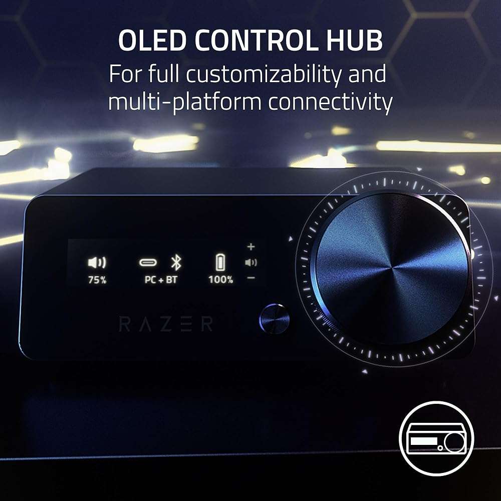 Razer Kraken V4 Pro Wireless Gaming Headset: OLED Control Hub - HD Haptics - 2.4GHz Wireless - Bluetooth - USB - 3.5 mm - Super Wideband Mic - For PC, Mac, PS5, Nintendo Switch, Steam Deck, Smartphone - Image 4