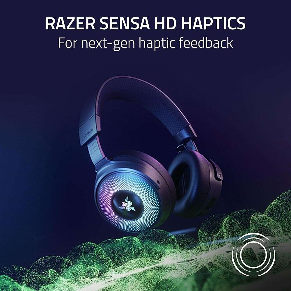 Razer Kraken V4 Pro Wireless Gaming Headset: OLED Control Hub - HD Haptics - 2.4GHz Wireless - Bluetooth - USB - 3.5 mm - Super Wideband Mic - For PC, Mac, PS5, Nintendo Switch, Steam Deck, Smartphone - Image 5