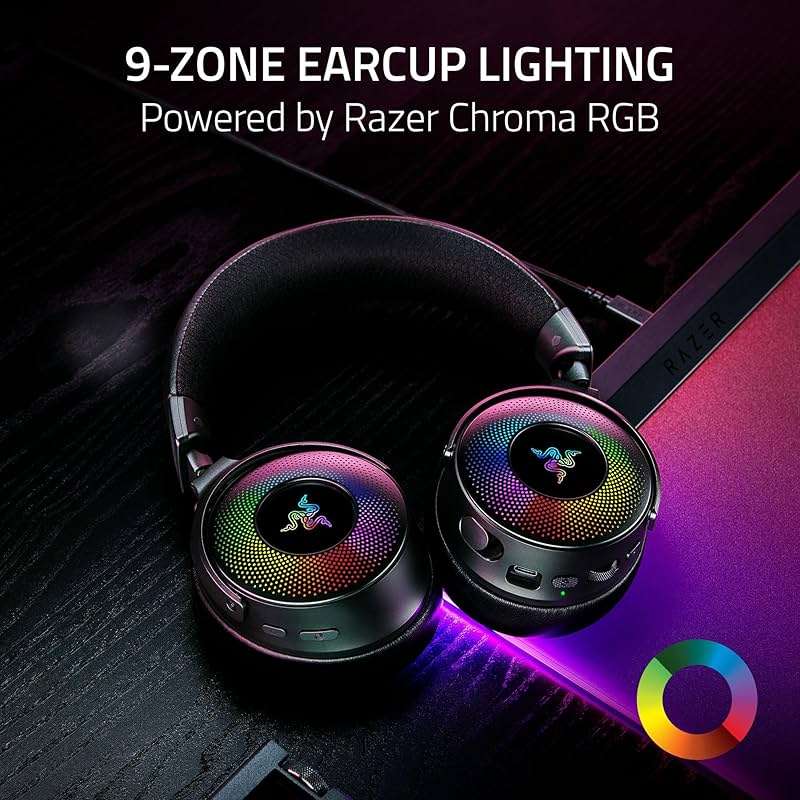 Razer Kraken V4 Pro Wireless Gaming Headset: OLED Control Hub - HD Haptics - 2.4GHz Wireless - Bluetooth - USB - 3.5 mm - Super Wideband Mic - For PC, Mac, PS5, Nintendo Switch, Steam Deck, Smartphone - Image 10