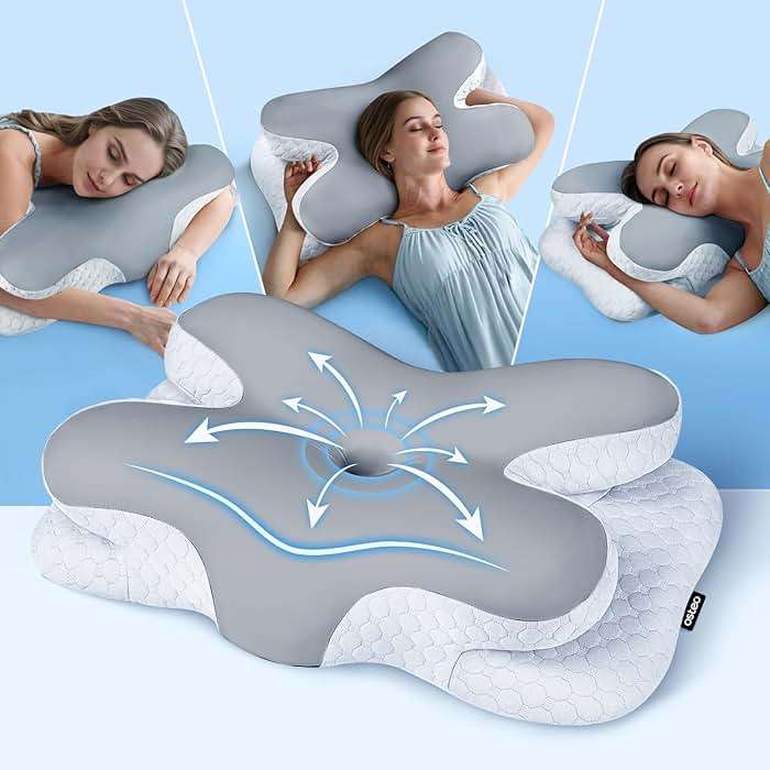 Osteo Enjoy Pain Relief Sleeping Cervical Neck Pillow, Ergonomic Contour Zoned Fits Side Sleeper, Non-Temperature Affected Memory Foam Pillows, Q-max Cooling Pillow Support Back Stomach Sleepers - Image 1