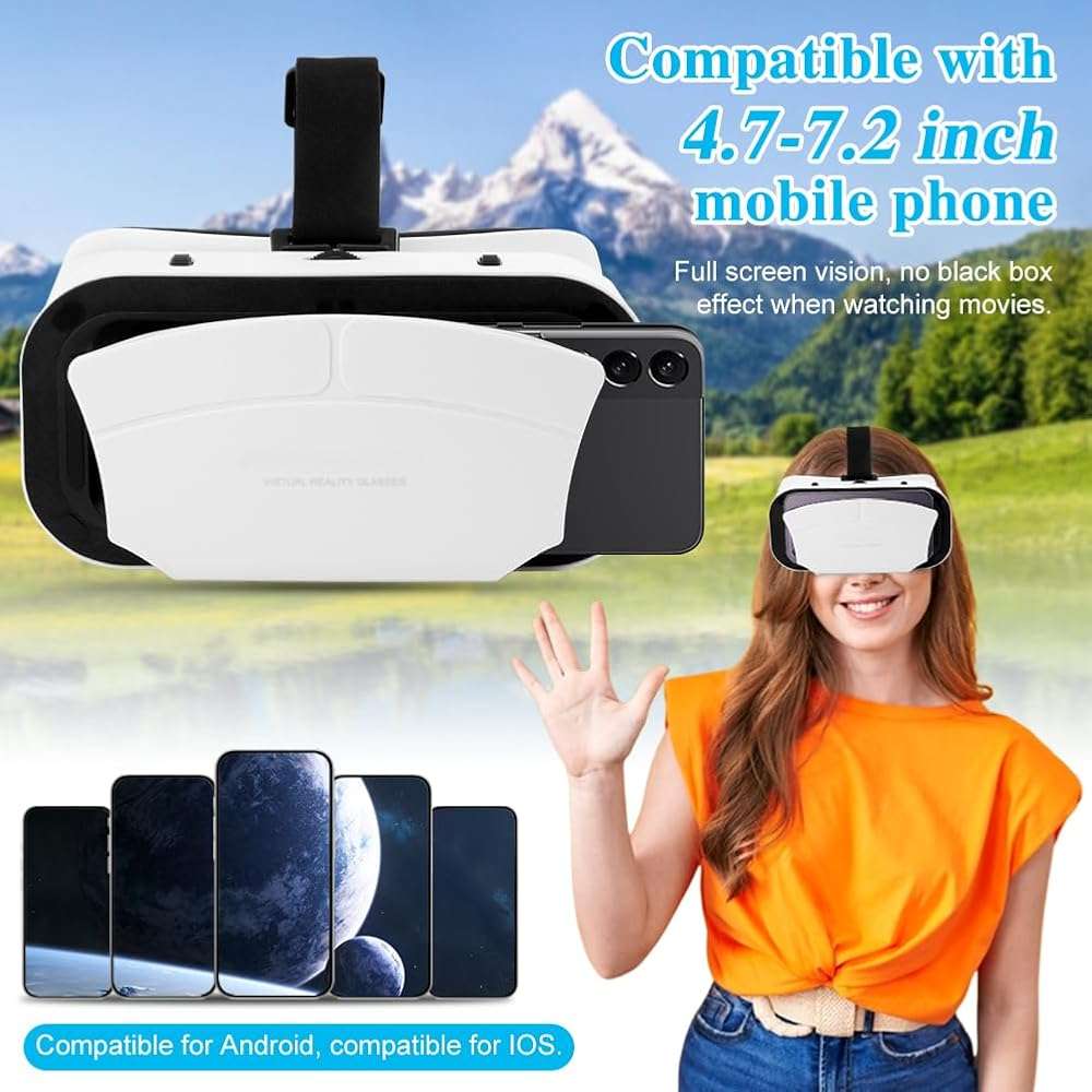 Virtual Reality Goggles, 3D VR Glasses Adjustable VR Virtual Reality Headset with Wide Angle Lens, Universal 3D VR Headset for Kids Adults, HD Goggles for Phone Movies Games - Image 6