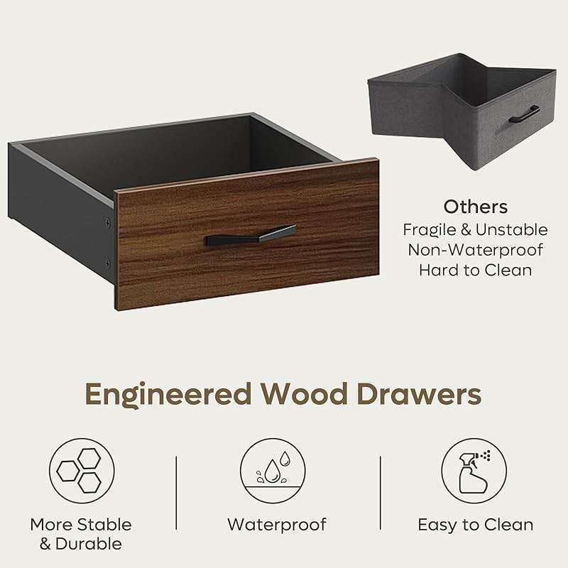 Bestier 59” Computer Desk with 4 Drawers, Office Desk with Storage, Industrial Executive Desk with File Drawer, Keyboard Tray & 2 Pedestals for Home Office & Studio, Cherry - Image 6