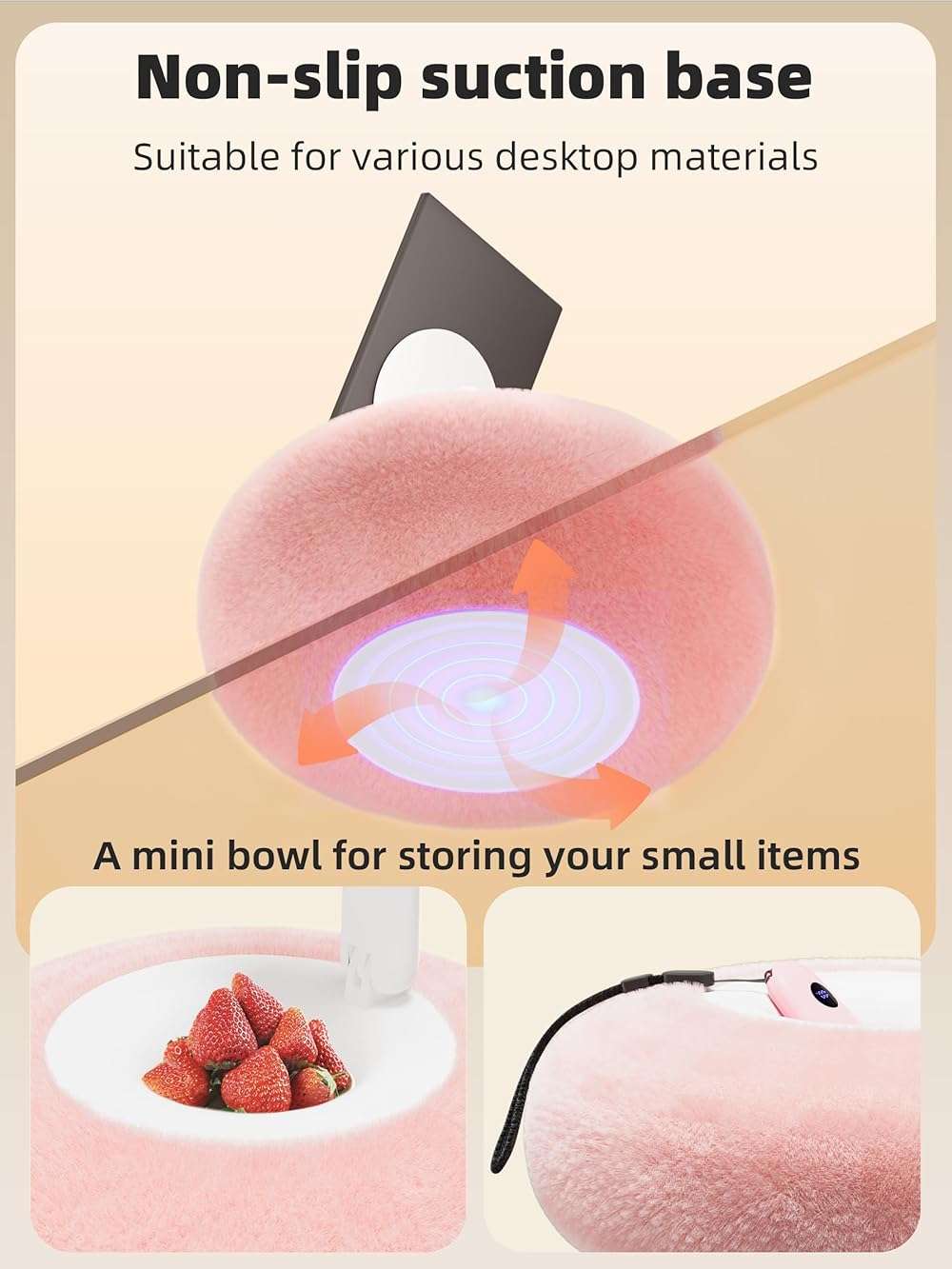 VoltifyMax Magnetic Kindle Holder with Page Turner, Cozy Pillow Kindle Stand for Reading, 360° Adjustable Phone Holder for Bed, Small Bowl for Tablet Stand with Stable Suction Base (Pink) - Image 4