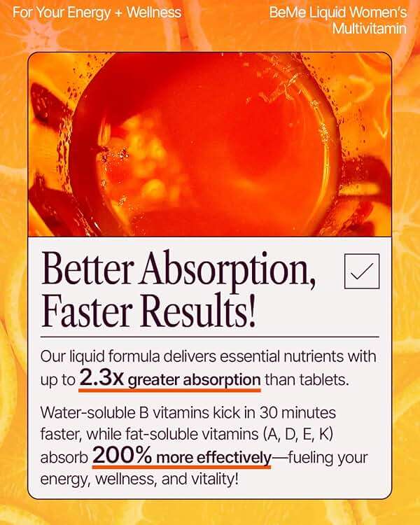 BeMe Liquid Multivitamins for Women - Advanced Liquid Delivery System with 13 Vitamins & Minerals - Tear & Go Sachets, Non-GMO, Orange Flavor (15 Sachets) - Image 3