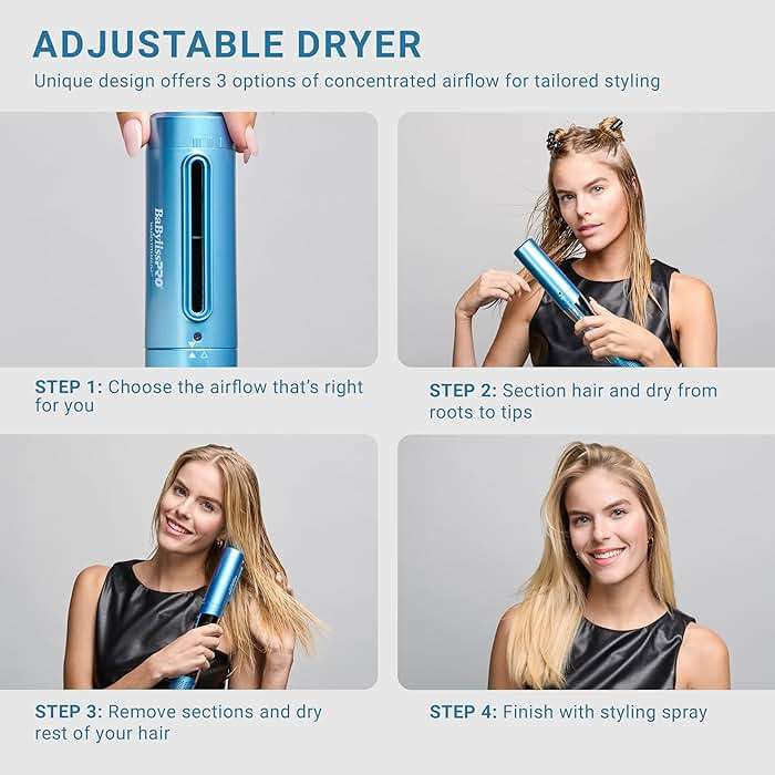 BaBylissPRO StyleSwitch Ionic Multi-Styler, Air Styler and Hair Dryer, Lightweight Hot Air Brush with 5 Attachments, Automatic Dual Voltage - Image 6