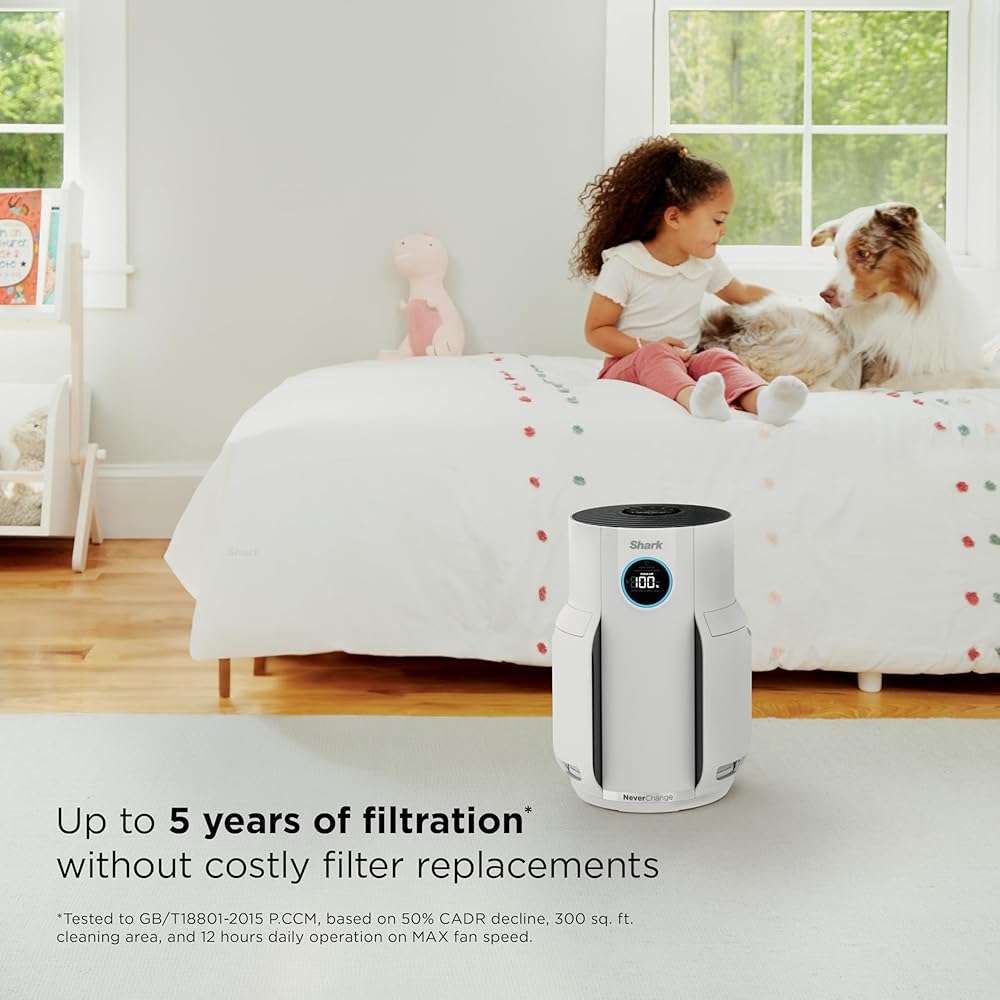 Shark Air Purifier for Home, NeverChange, for Large Room, Bedroom, Home Office, HEPA-Exceeding Filter, Captures Pollutants, Pet Dander, Dust, Odor, Smoke, and More, HP153, White - Image 5