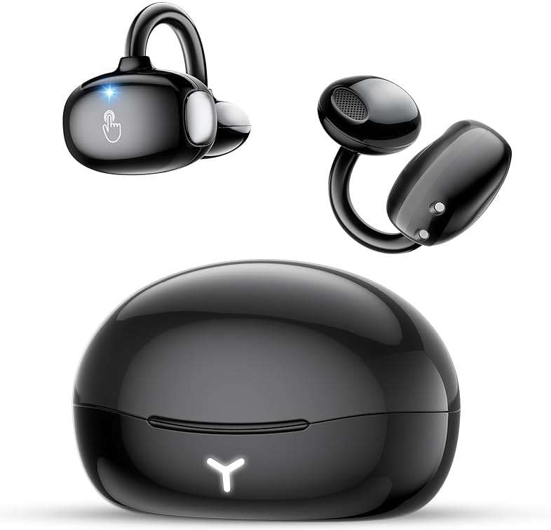 Mkilp Bejia Clip on Earbuds Wireless, Lightweight Open Ear Earbud with Physical Button, Deep Bass Sound Bluetooth 6.0 Headphone Support Dual-Device, 60H Play Time, Ideal for Workout, Running, Subway - Image 1