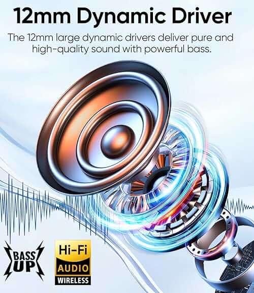 Mkilp Bejia Clip on Earbuds Wireless, Lightweight Open Ear Earbud with Physical Button, Deep Bass Sound Bluetooth 6.0 Headphone Support Dual-Device, 60H Play Time, Ideal for Workout, Running, Subway - Image 2