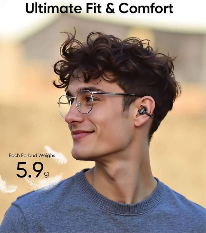 Mkilp Bejia Clip on Earbuds Wireless, Lightweight Open Ear Earbud with Physical Button, Deep Bass Sound Bluetooth 6.0 Headphone Support Dual-Device, 60H Play Time, Ideal for Workout, Running, Subway - Image 5