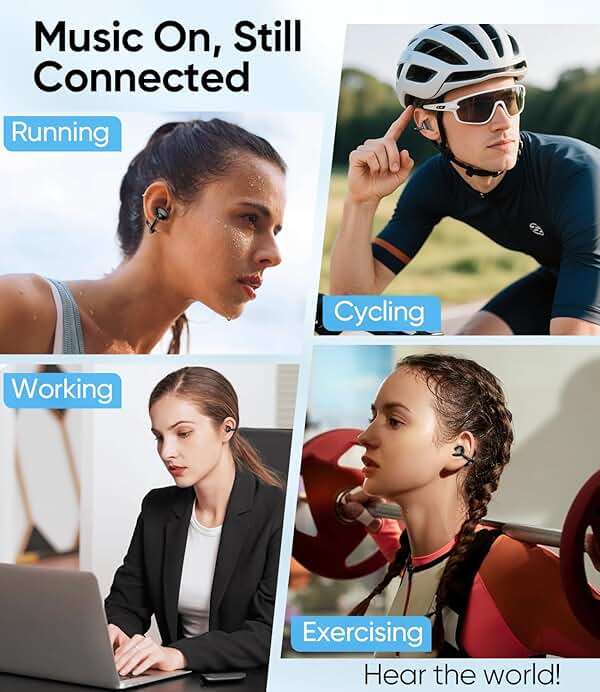 Mkilp Bejia Clip on Earbuds Wireless, Lightweight Open Ear Earbud with Physical Button, Deep Bass Sound Bluetooth 6.0 Headphone Support Dual-Device, 60H Play Time, Ideal for Workout, Running, Subway - Image 8