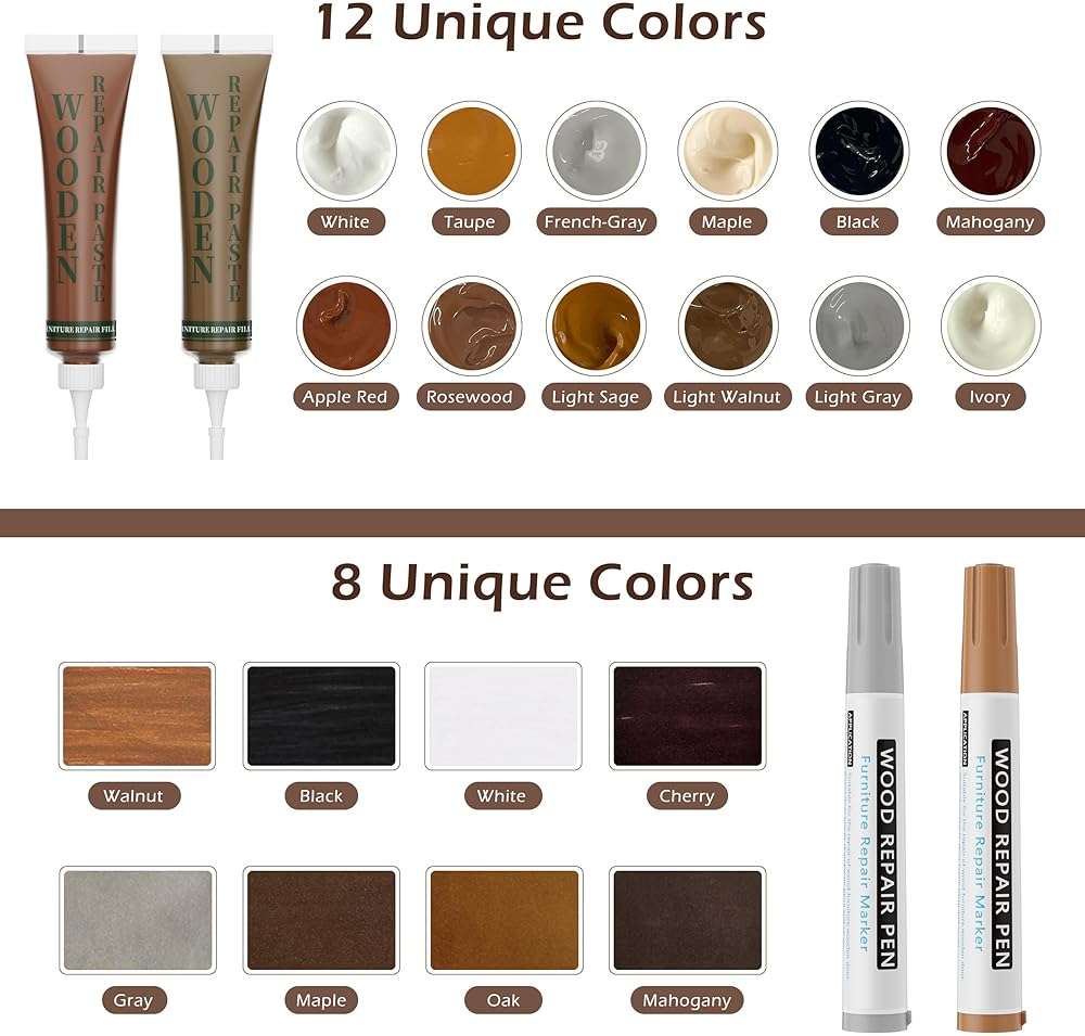 Oriflame Wood Furniture Repair Kit: 12-Color Filler and 8-Color Markers - Wood Touch Up for Scratches/Cracks/Holes/Stains in Floors/Table/Cabinets(Hardwood/Laminate) - Image 6