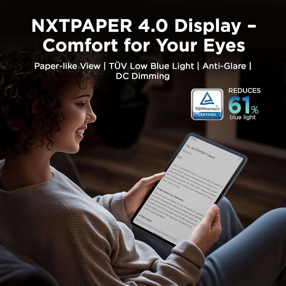TCL NXTPAPER 11 Gen 2 Android Tablet, 11" Drawing Pad & Digital Notebook, Stylus & Flip Case Included, NXTPAPER 4.0 Display, Android 15, AI Tools, 8+8GB RAM, 128GB Storage, 8000mAh Battery, Gray - Image 3