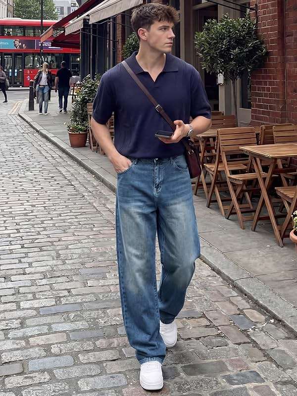 JMIERR Men's Baggy Jeans Wide Leg Skater Hip Hop Denim Pants Loose Fit Streetwear - Image 3