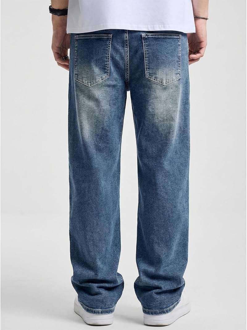 JMIERR Men's Baggy Jeans Wide Leg Skater Hip Hop Denim Pants Loose Fit Streetwear - Image 4