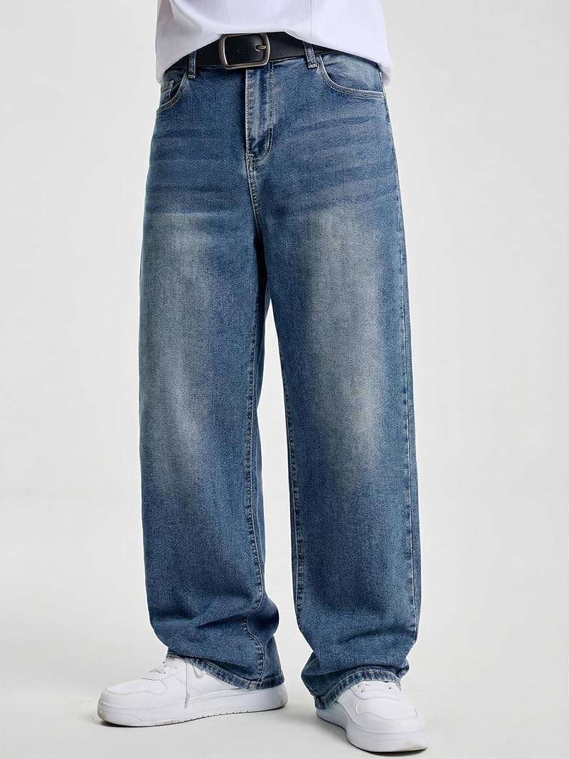 JMIERR Men's Baggy Jeans Wide Leg Skater Hip Hop Denim Pants Loose Fit Streetwear - Image 5