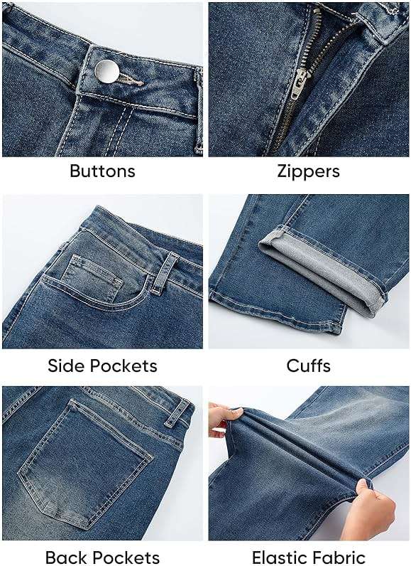 JMIERR Men's Baggy Jeans Wide Leg Skater Hip Hop Denim Pants Loose Fit Streetwear - Image 7