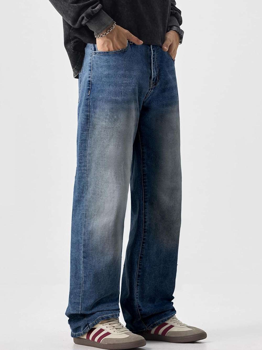 JMIERR Men's Baggy Jeans Wide Leg Skater Hip Hop Denim Pants Loose Fit Streetwear - Image 8