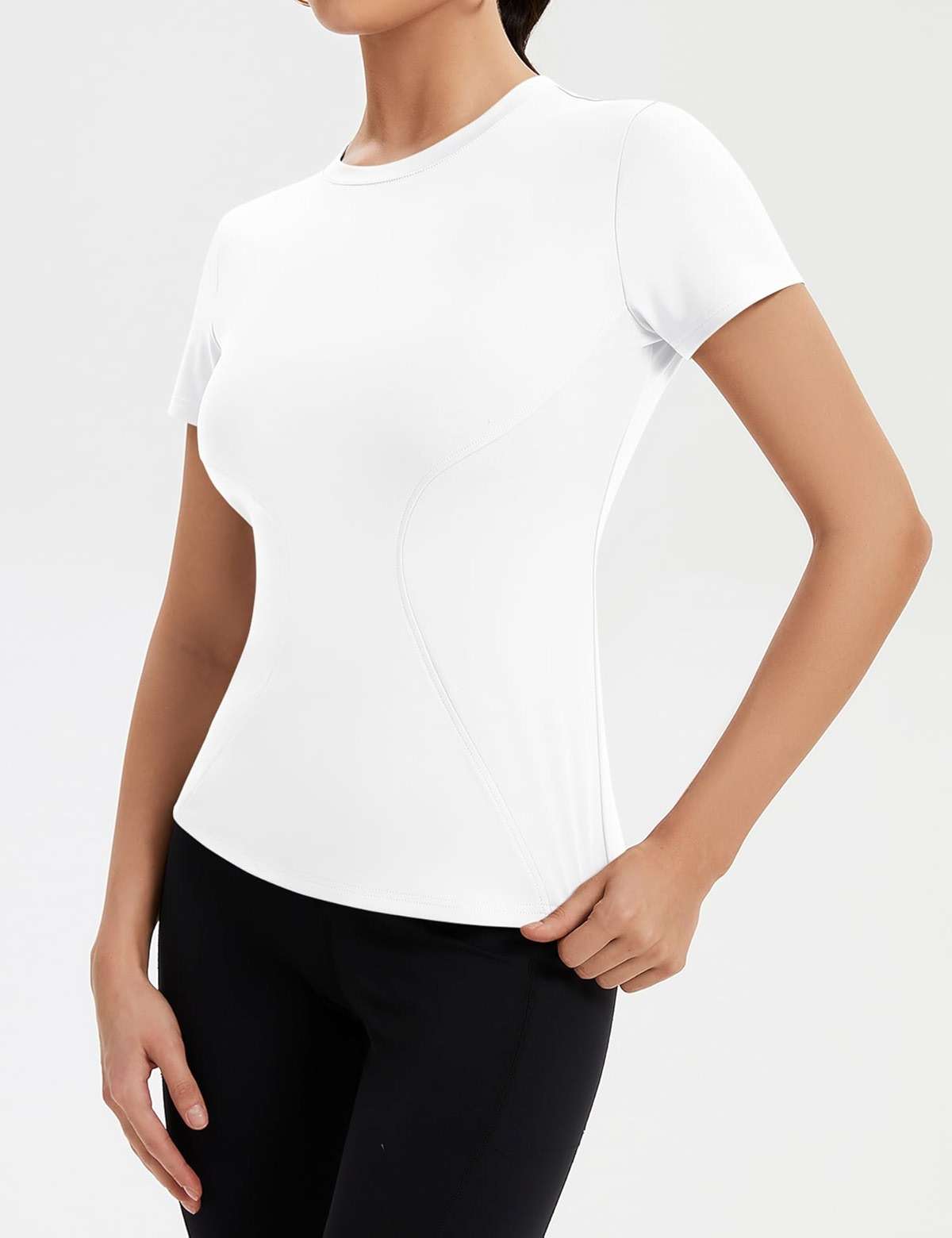 Rapbin Workout Tops for Women 1/2 Pack Fitted Short Sleeve Gym Yoga Athletic Shirts 2026 Quick Dry Crewneck Tees - Image 2