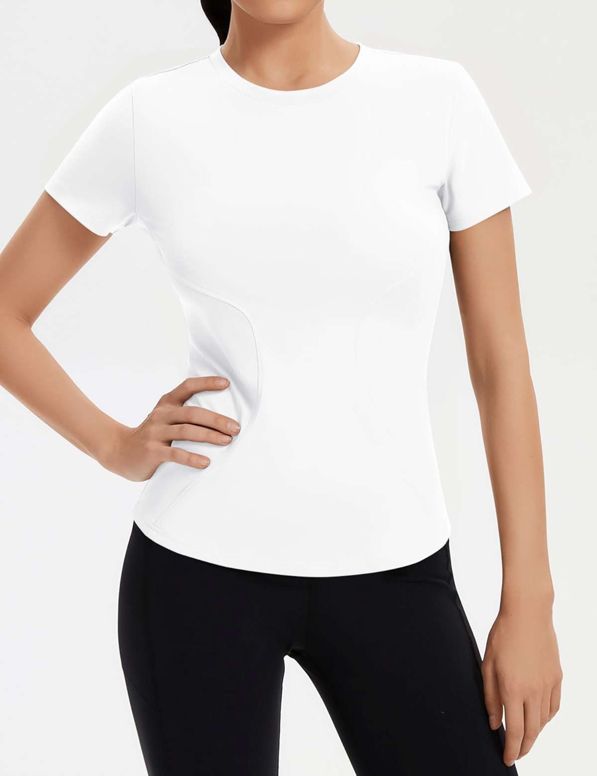 Rapbin Workout Tops for Women 1/2 Pack Fitted Short Sleeve Gym Yoga Athletic Shirts 2026 Quick Dry Crewneck Tees - Image 3