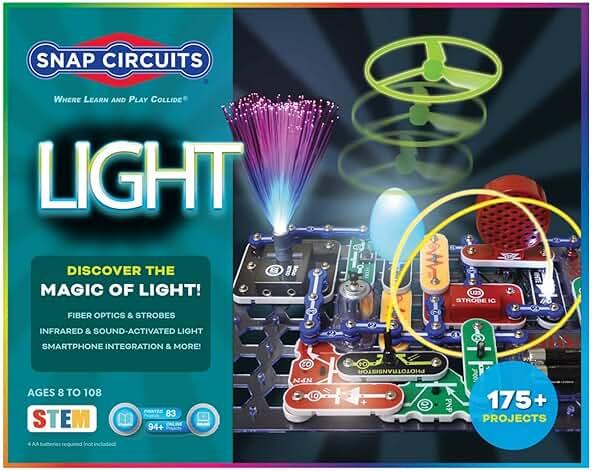Snap Circuits Light Electronics Exploration Kit | Over 175 Exciting STEM Projects | Full Color Project Manual | 55+ Snap Circuits Parts | STEM Educational Toys for Kids 8+ by Snap Circuits - Shop at Bazar