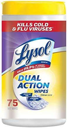 Lysol Dual Action Disinfecting Wipes, Citrus, 75 ct (Packs of 4) by Lysol - Shop at Bazar