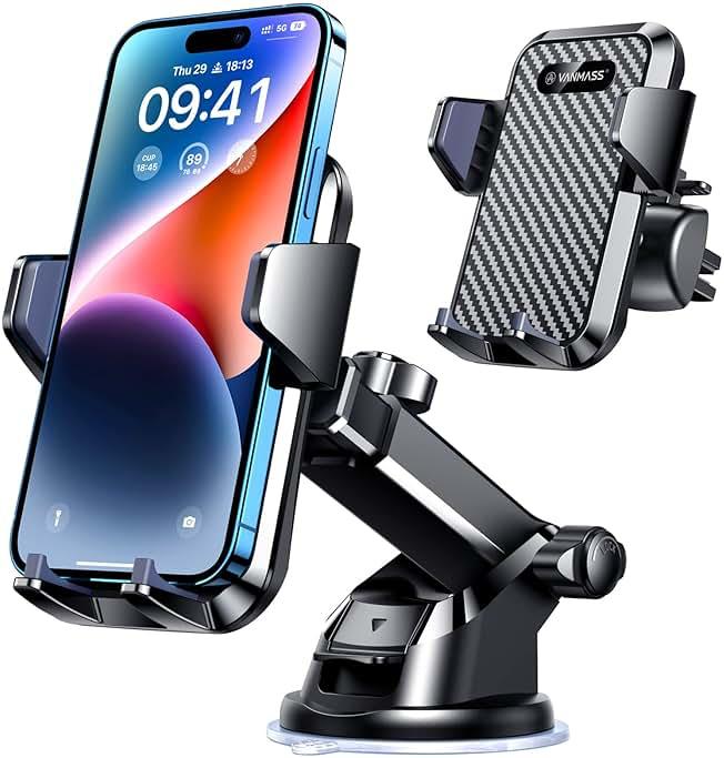 VANMASS【85+LBS Strongest Suction & Military-Grade 2026 Ultimate Car Phone Mount【Patent & Safety Certs】 Cell Phone Holder Truck for Dashboard Windshield Vent for iPhone 17 Pro Max 16 15 Camera Mounts by VANMASS - Shop at Bazar