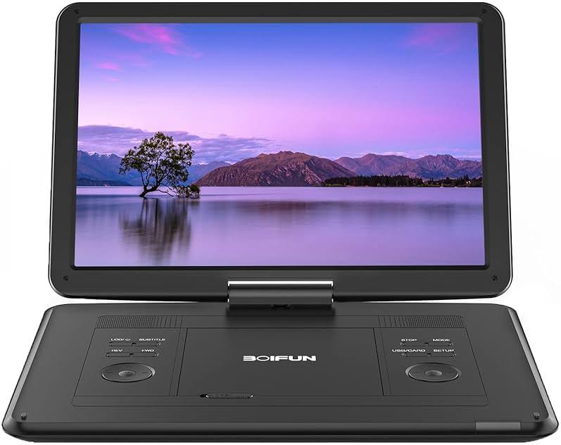 17.5" Portable DVD Player with 15.6" Large HD Screen, 6 Hours Rechargeable Battery, Support USB/SD Card/Sync TV and Multiple Disc Formats, High Volume Speaker, Black by BOIFUN - Shop at Bazar