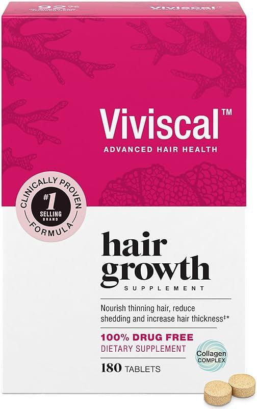 Viviscal Hair Growth Supplements for Women, Thicker Fuller Hair Support for Thinning Hair and Hair Loss, with Biotin and Marine Collagen, Drug-Free, 180 Tablets, 90-Day Supply by Viviscal - Shop at Bazar