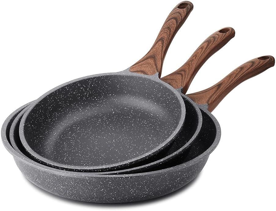 SENSARTE Nonstick Frying Pan Skillets, Swiss Granite Coating Omelette Pans, Healthy Cookware Chef's Pan, Free of Intentionally Added PFOA (9.5+11+12.5 Inch) by SENSARTE - Shop at Bazar