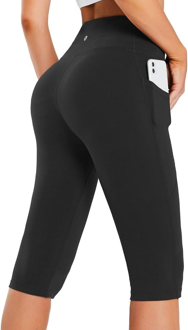 baleaf Women's Capri Leggings with Pockets High Waisted Knee Length Capris Stretch for Casual Yoga Pants Workout Exercise by baleaf - Shop at Bazar