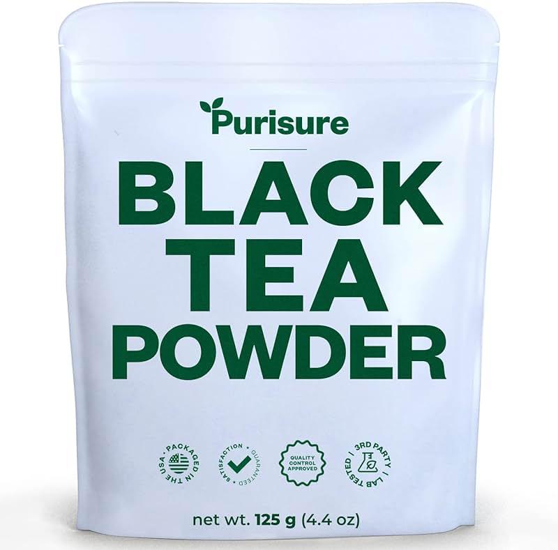 Instant Black Tea Extract Powder, Unsweetened Iced Tea Extract Powder from Real Black Tea Leaves for Hot or Cold Drinks, Instant Black Tea Mix for Beverages, Smooth Mixing, Zero Additives, Non-GMO, 125g , 250 Servings by Purisure - Shop at Bazar