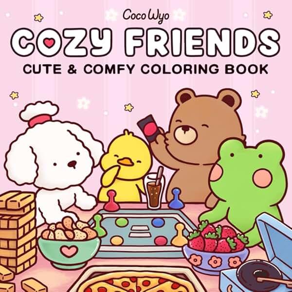Cozy Friends: Coloring Book for Adults and Teens Featuring Super Cute Animal Characters with Easy and Simple Designs for Relaxation - Shop at Bazar