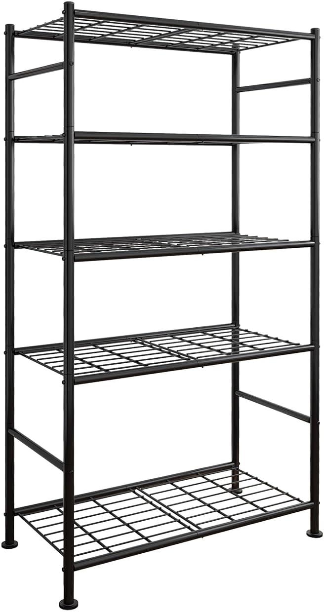 Sakugi Storage Shelves - 5 Tier Shelf Organizer, Heavy Duty Garage Shelving Unit with Leveling Feet, Stable Metal Shelves Organizer for Pantry, Kitchen and Closet, 33.0" W x 12.6" D x 72.0" H, Black by Sakugi - Shop at Bazar