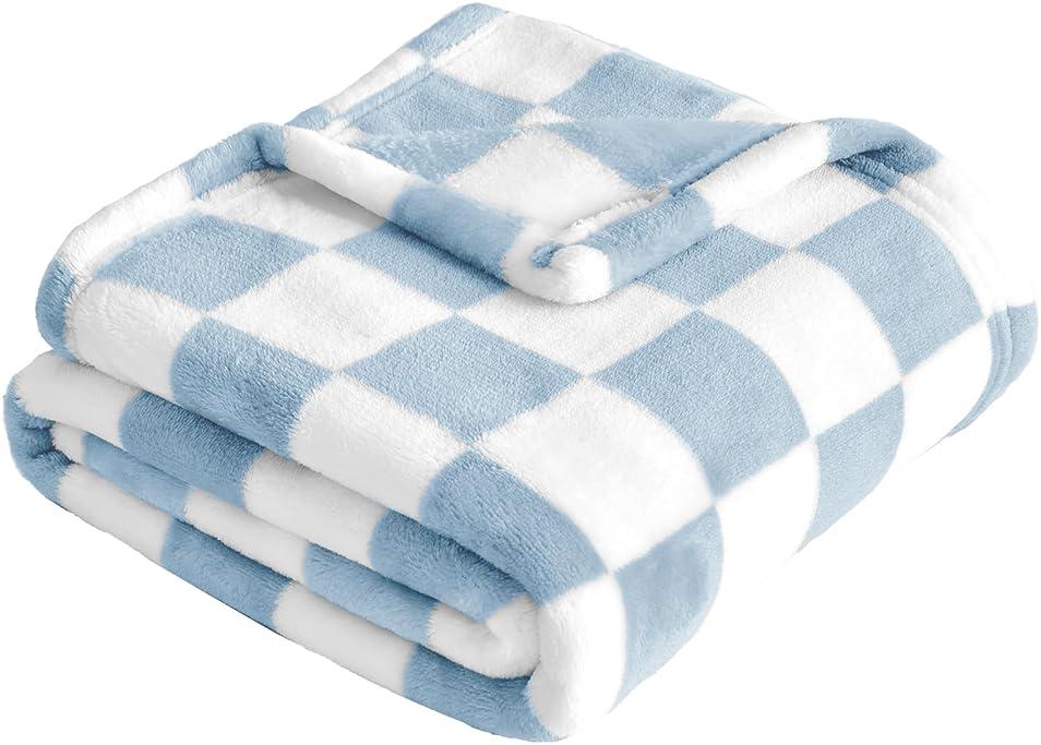 Yurhap Checkered Baby Blanket Fleece Baby Blankets for Boys, Ultra Soft Cozy Fluffy Infant Toddler Newborn Receiving Blankets for Crib Stroller, 30''x40'', Blue by Yurhap - Shop at Bazar