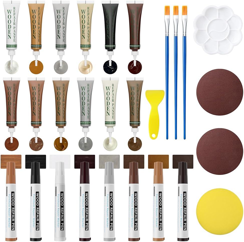 Oriflame Wood Furniture Repair Kit: 12-Color Filler and 8-Color Markers - Wood Touch Up for Scratches/Cracks/Holes/Stains in Floors/Table/Cabinets(Hardwood/Laminate) - Shop at Bazar