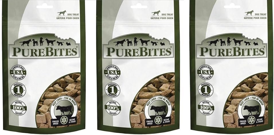 (3) PureBites Beef Liver Freeze Dried Dog Treats 4.2oz Bags. Total 12.6oz - Product Image
