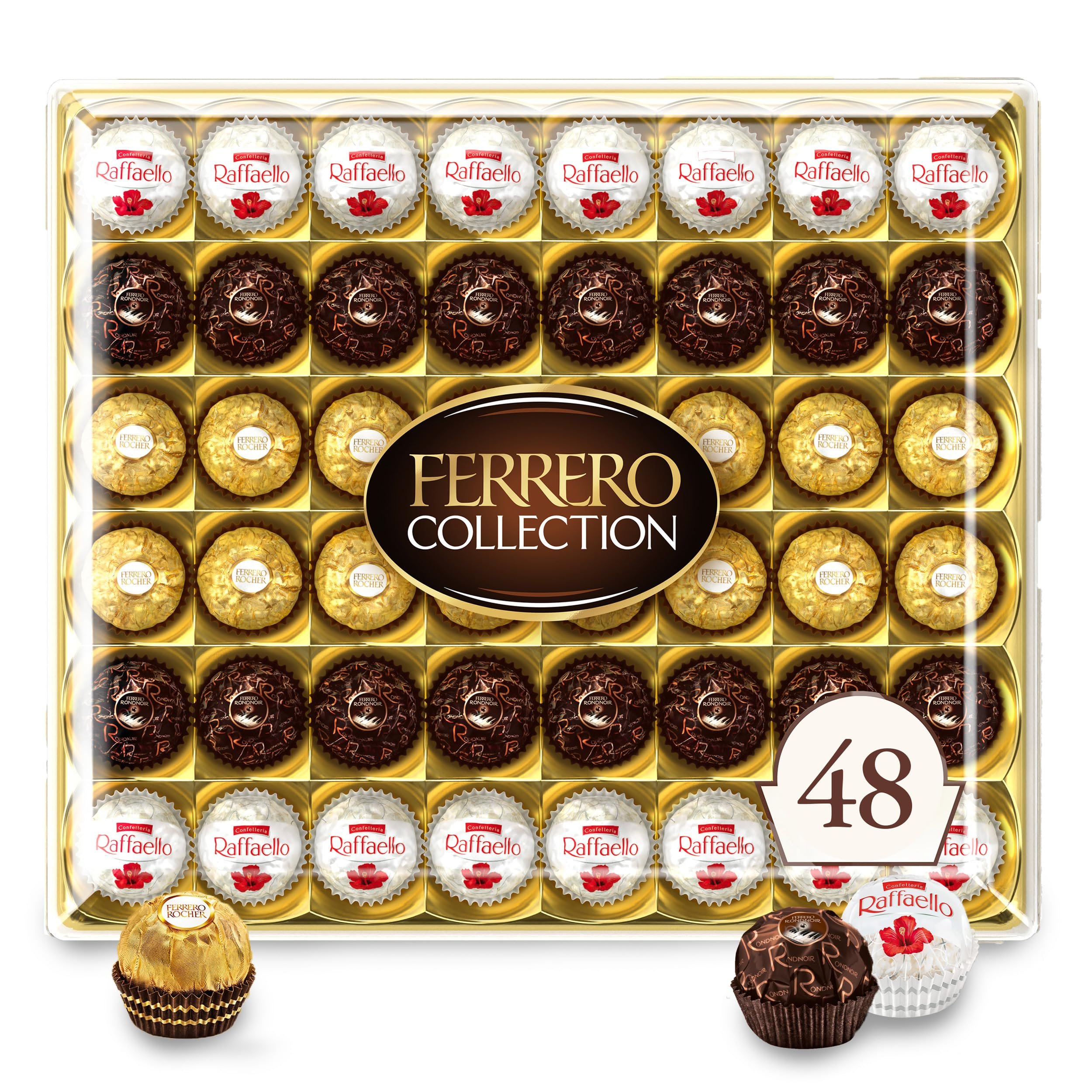Ferrero Collection, Premium Assorted, Hazelnut, Dark Chocolate and Coconut, 48 Count Premium Treats, 6.1 oz - Product Image