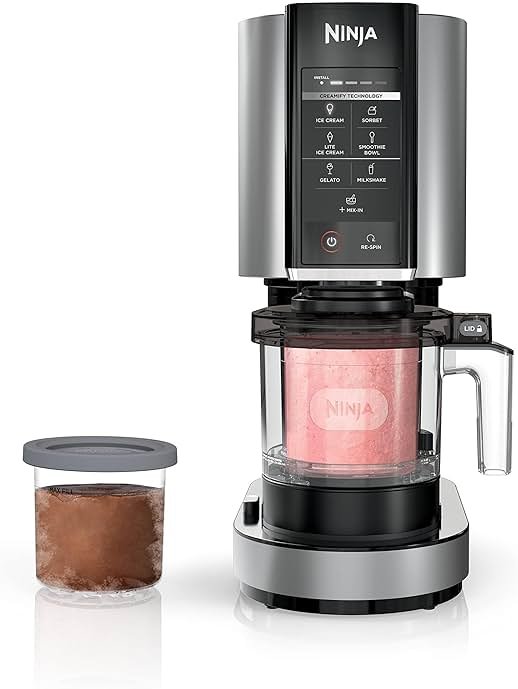 Ninja NC301 CREAMi Ice Cream Maker, for Gelato, Mix-ins, Milkshakes, Sorbet, Smoothie Bowls & More, 7 One-Touch Programs, with (2) Pint Containers & Lids, Compact Size, Perfect for Kids, Silver - Product Image
