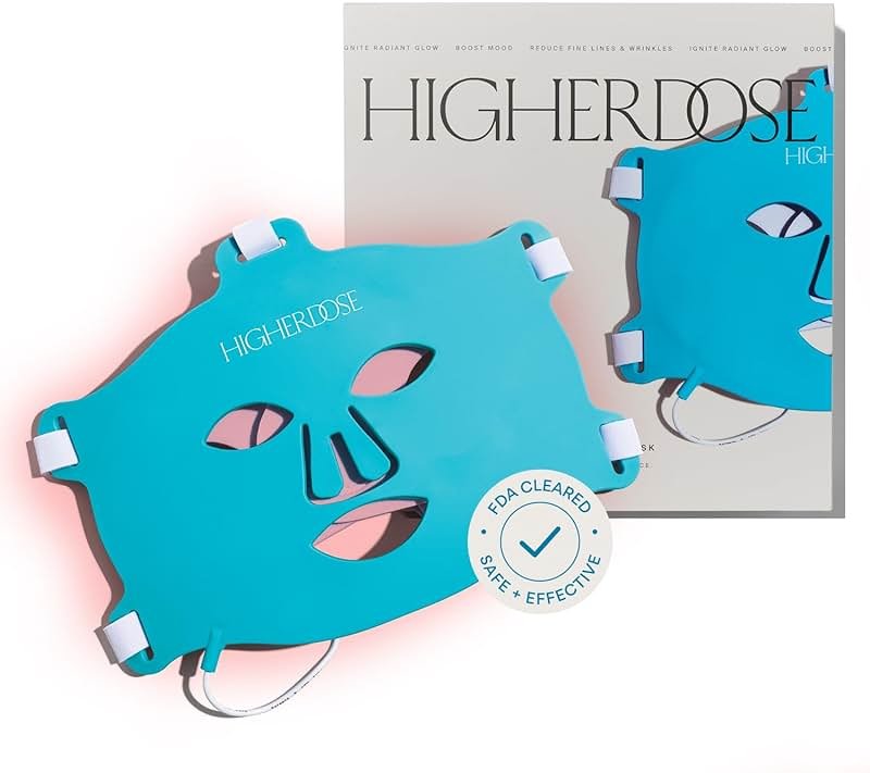 HigherDOSE Red Light Face Mask - FDA Cleared LED Red Light Therapy for Face with Near Infrared Technology - At-Home Facial Device to Improve Fine Lines, Wrinkles, Hydration & Redness for Glass Skin - Product Image
