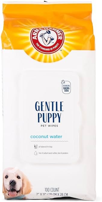 Arm & Hammer Dog Grooming Wipes, Deodorizing Dog Cleaning Wipes with Coconut Water, Gentle for Dogs and Puppies, Paraben and Sulfate Free Formula, Light Coconut Scent, 100 Count - Product Image