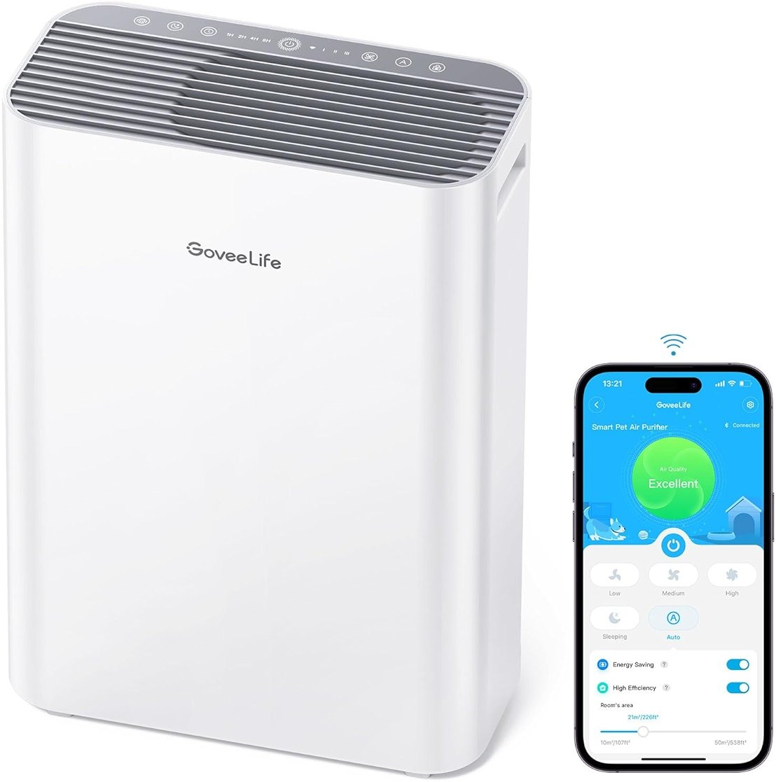 GoveeLife Smart Air Purifiers for Home Large Room, Air Purifiers for Pets with PM2.5 Sensor, Washable Pre-Filter for Pet Hair Lint, 24dB Large Air Purifier with App Control, Pet Lock - Product Image