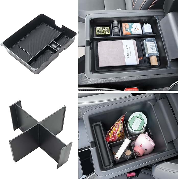 PIMCAR 2-Piece Center Console Organizer & Armrest Divider Set for 2023-2026 Honda Pilot, 2024-2026 Honda Passport/Ridgeline, Custom Fit Durable ABS Plastic Storage Tray - Product Image