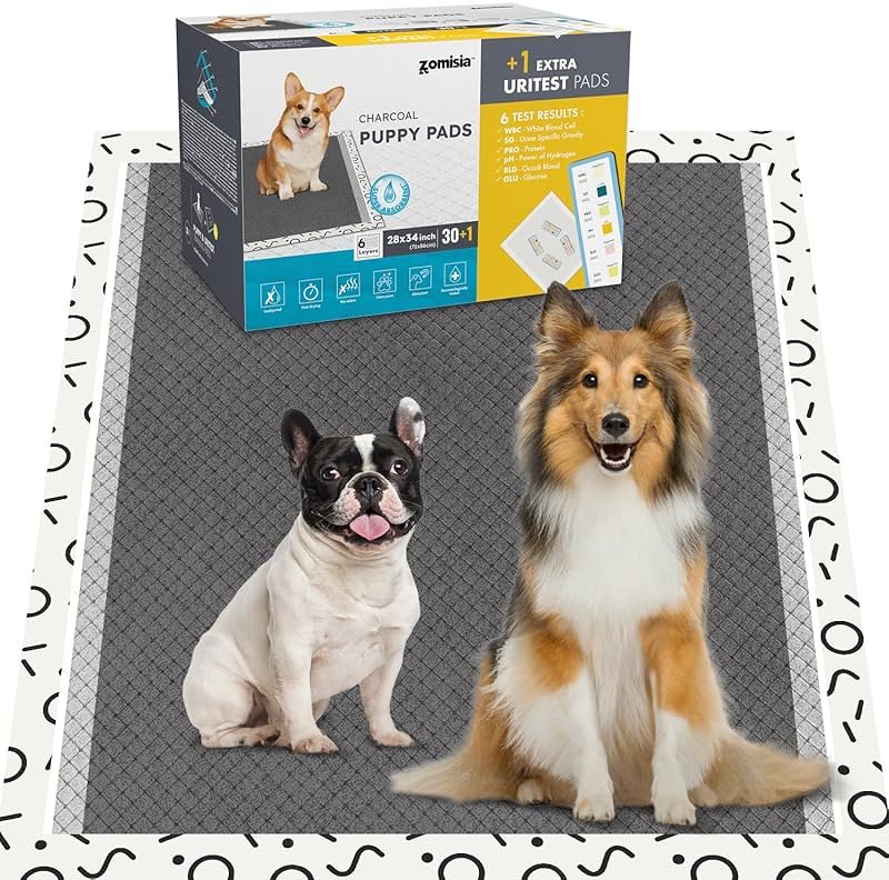 ZOMISIA Charcoal Puppy Pee Pads for Dogs Extra Large, 28"x34" 30 Counts + 1 Extra Health Monitoring Pad - XL Dog Potty Training Pads Disposable, Odor-Control, Super Absorbent & Leak-Proof - Product Image