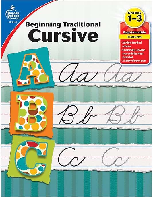 Carson Dellosa Grades 1-3 Beginning Traditional Cursive Handwriting Workbook, Writing Book With Dry Erase Number and Letter Tracing Activities, Classroom or Homeschool Curriculum - Shop at Bazar
