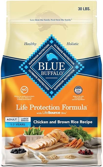 Blue Buffalo Life Protection Formula Large Breed Adult Dry Dog Food, Promotes Joint Health and Lean Muscles, Made with Natural Ingredients, Chicken & Brown Rice Recipe, 30-lb Bag - Product Image